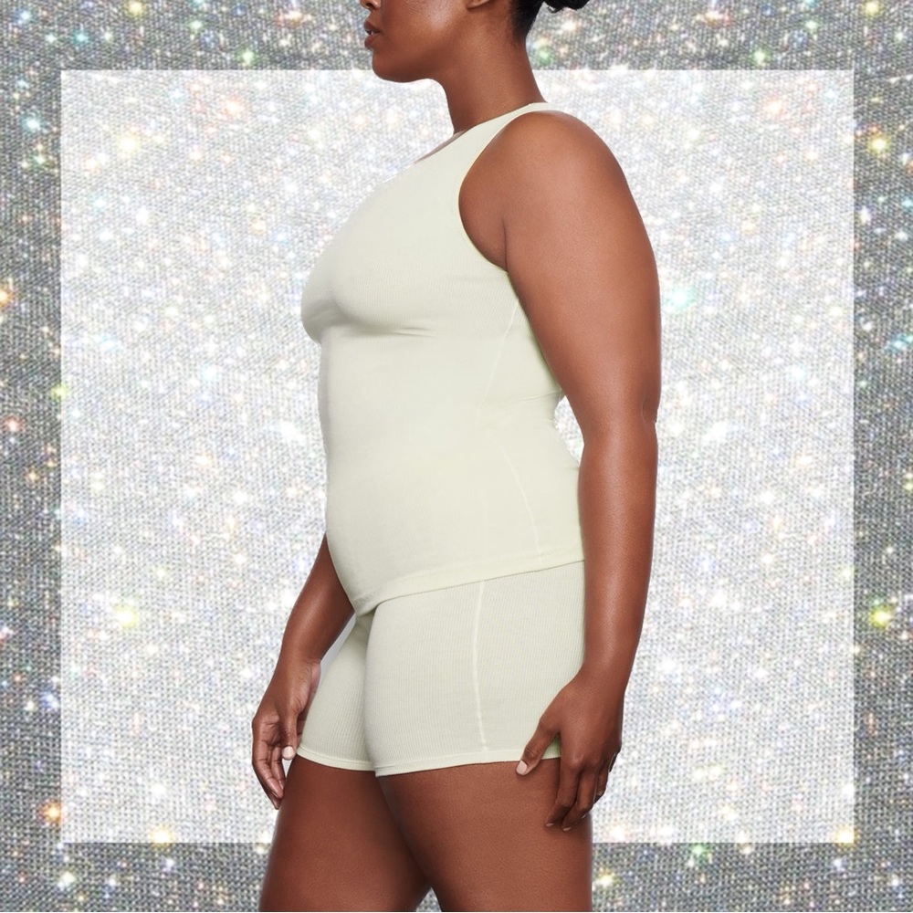 SKIMS Cotton Rib Long Tank in Bone size S NWT! - Picture 3 of 4